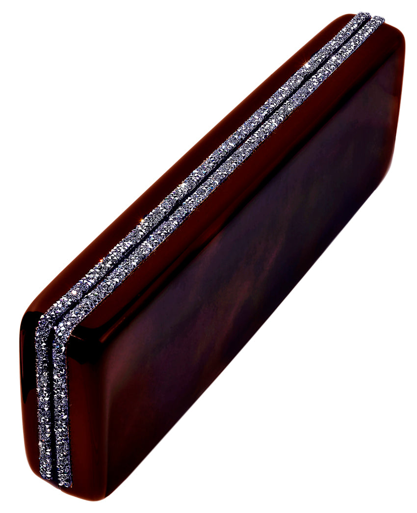 Long Maroon Clutch with Swarovski Embellishments
