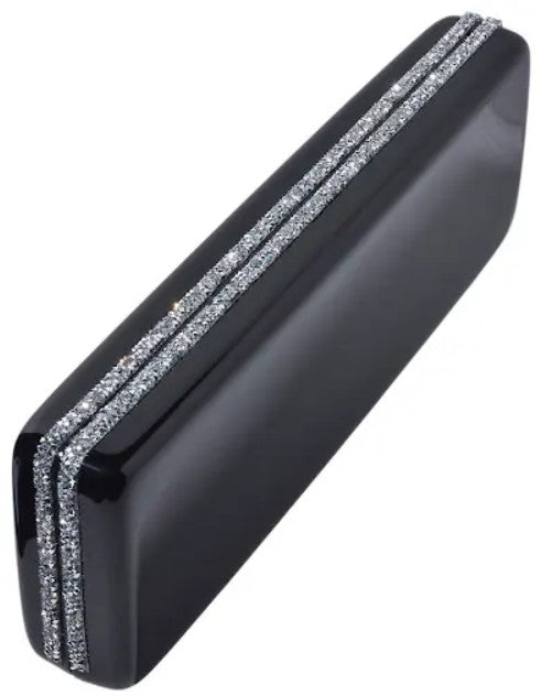 Long Black Clutch with Swarovski Embellishments