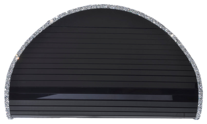 Half Oval Black Clutch with Swarovski Crystals