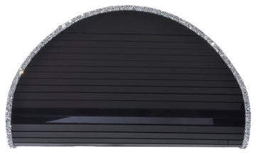 Half Oval Black Clutch with Swarovski Crystals