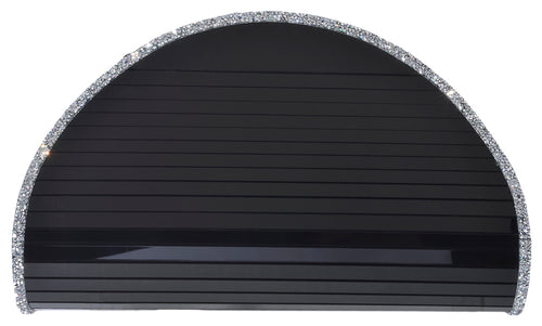 Half Oval Black Clutch with Swarovski Crystals