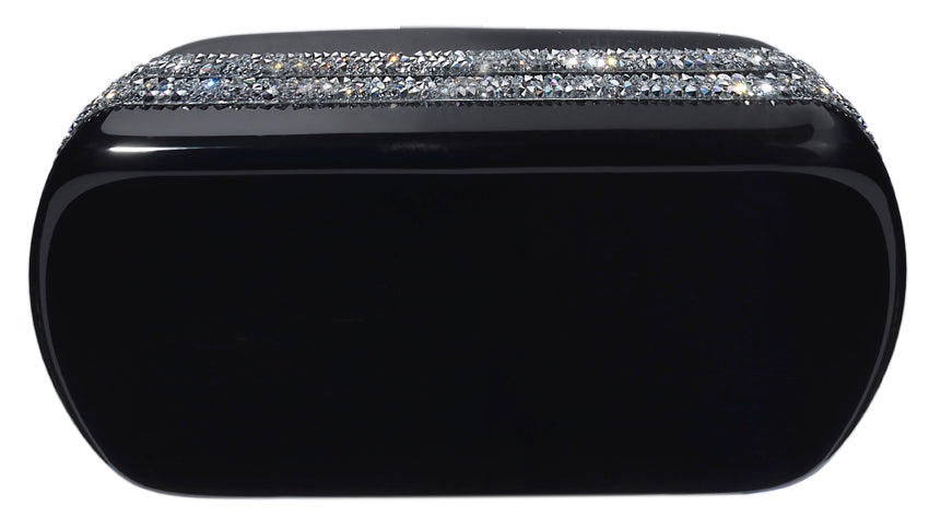 Curved Edges Black Clutch with Embellishments