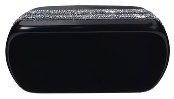 Curved Edges Black Clutch with Embellishments
