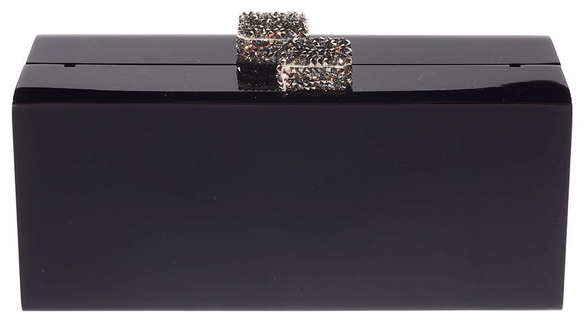 Black Box Clutch with Swarovski Crystal Clasps