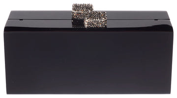Black Box Clutch with Swarovski Crystal Clasps