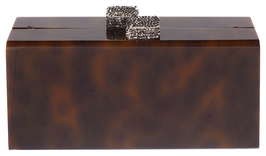Tortoiseshell Box Clutch with Swarovski Crystal Clasps