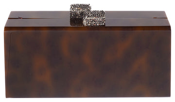 Tortoiseshell Box Clutch with Swarovski Crystal Clasps