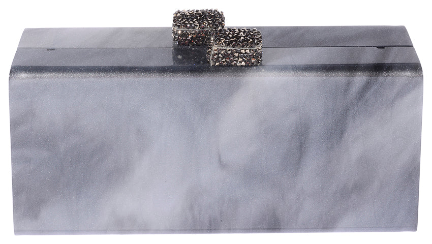 Grey Cloud Box Clutch with Swarovski Crystal Clasps