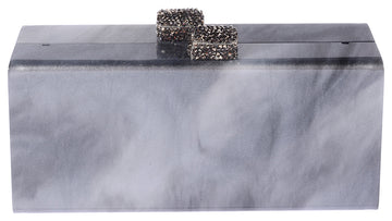Grey Cloud Box Clutch with Swarovski Crystal Clasps