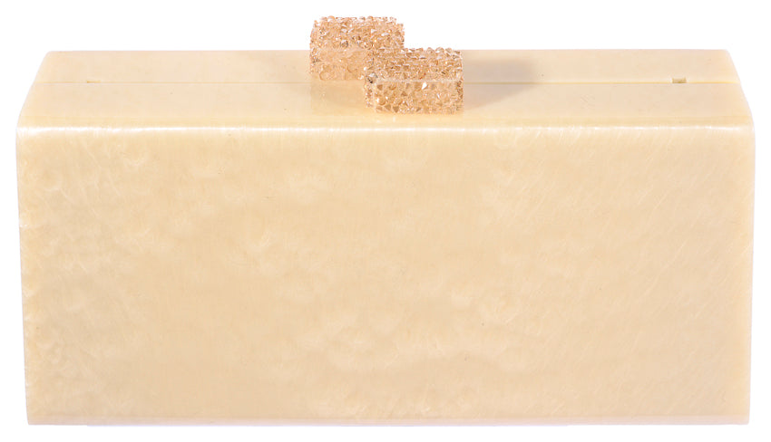 Ivory Box Clutch with Swarovski Crystal Clasps