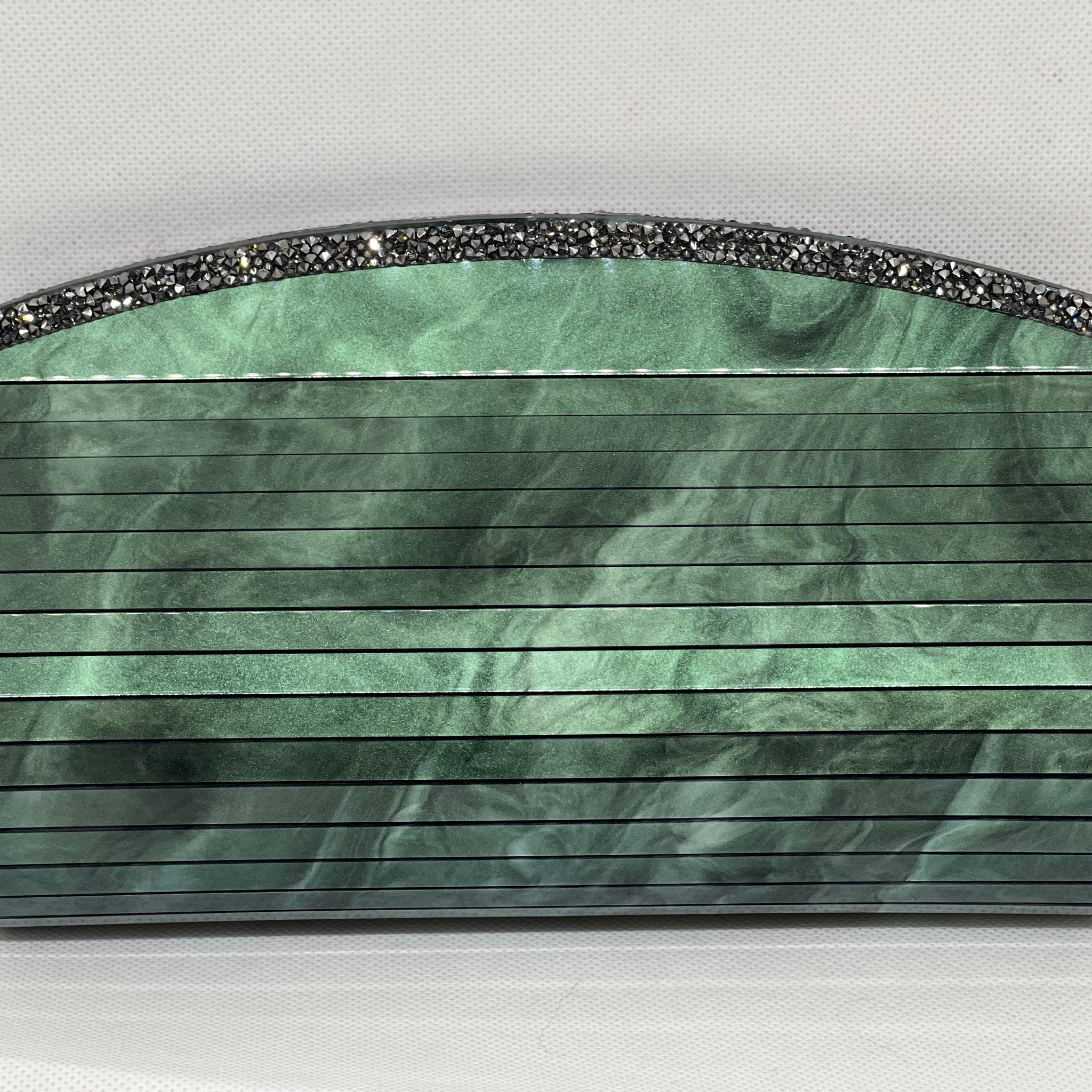 Greenish Sling and Clutch with Swarovski Crystal Detailing