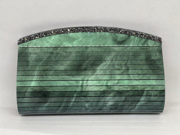 Greenish Sling and Clutch with Swarovski Crystal Detailing