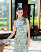 Jewelled Garden Column Dress - Turquoise