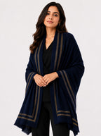 Embellished Cashmere Charcoal Grey Crystals Trim