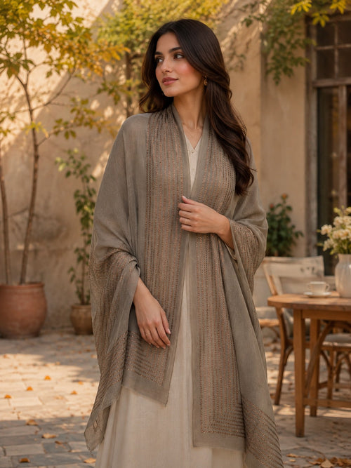 Embellished Cashmere Toosh golden crystals  Trim
