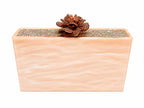 Rose Gloss box Clutch with Swarovski crystal Embellishments and 3D deco on Top