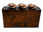Brown mixed Clutch  with Swarovski Crystals and three -3D Flower Deco on top