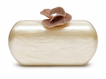Ivory Clutch with 3D flower deco on top