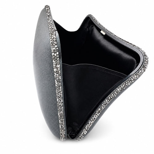 Dove Grey Contour Box Clutch with Swarovski Crystals