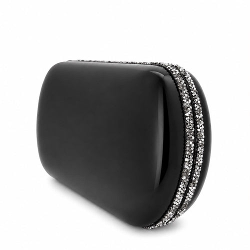 Curved Edges Noir Clutch with Embellishments