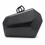 Geometric Polished Midnight Noir Clutch with Clasps