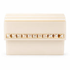 Rectangular Ivory Clutch with Silver Embellishments