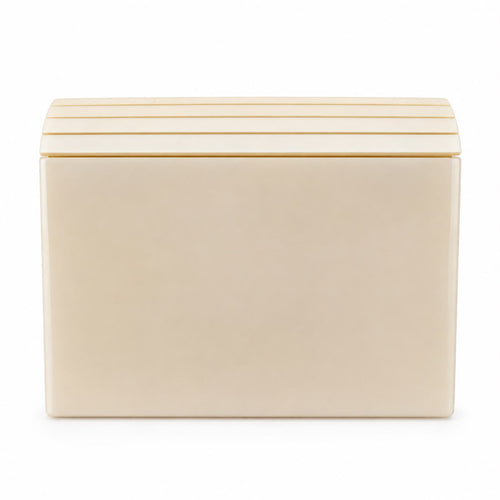 Rectangular Ivory Clutch with Silver Embellishments