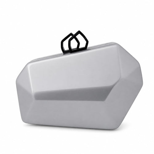 Geometric Polished Dove Grey Clutch with Clasps