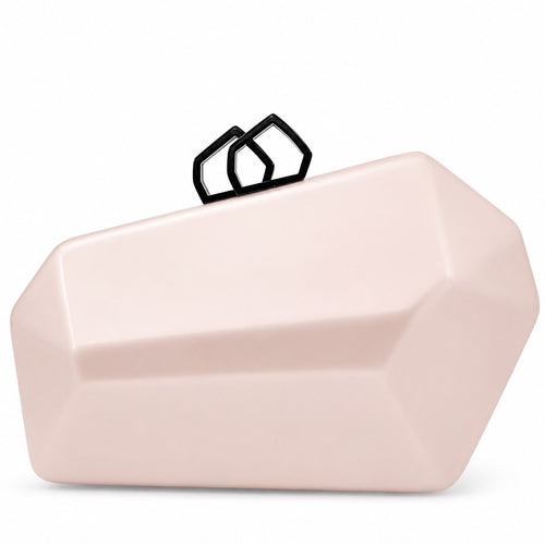 Geometric Polished Blush Clutch with Clasps