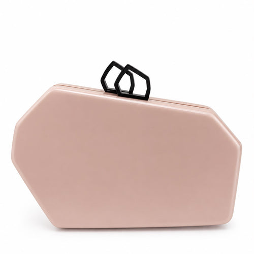 Geometric Polished Blush Clutch with Clasps