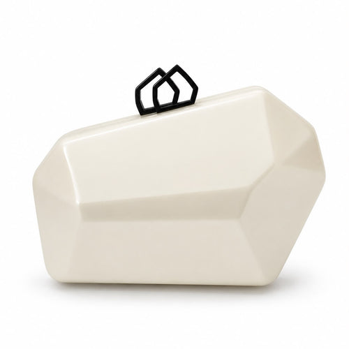 Geometric Polished Ivory Clutch with Clasps