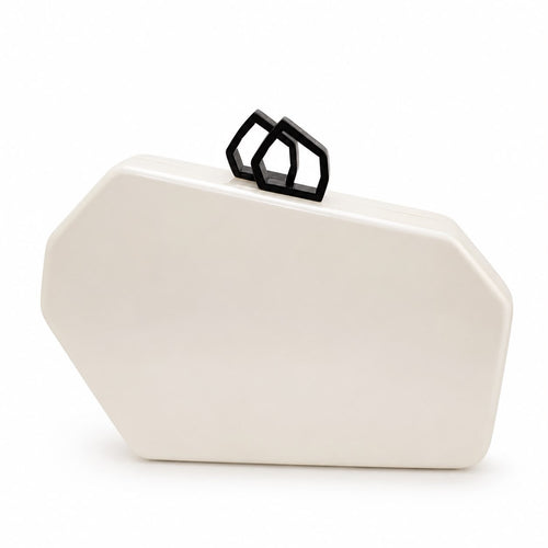 Geometric Polished Ivory Clutch with Clasps
