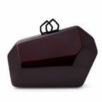Geometric Polished Wine Clutch with Clasps