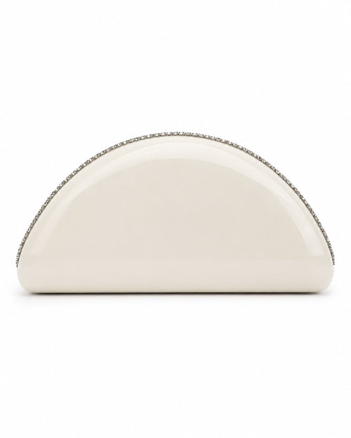 Arc Pearl White Clutch with Swarovski Crystal