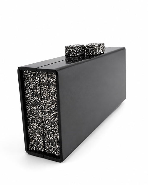 Noir Box Clutch with Swarovski Crystal Clasps