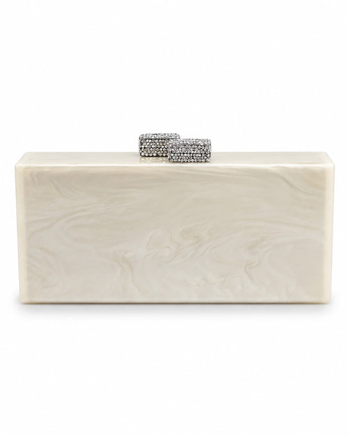 Ivory Box Clutch with Swarovski Crystal Clasps
