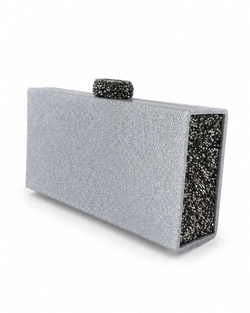 Crystal Silver Box Clutch with Swarovski Crystal Clasps