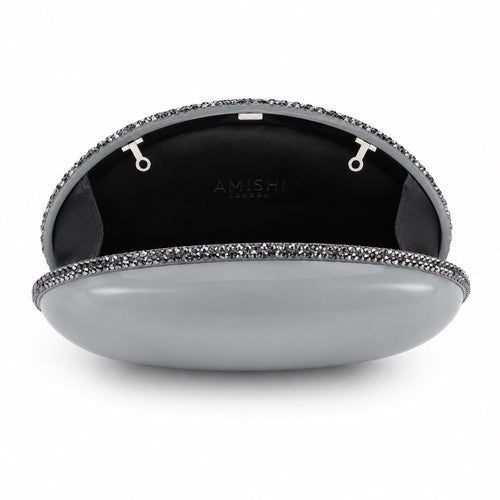 Dove Grey Clutch with Swarovski Embellishments