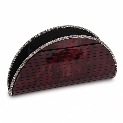 Half Oval Wine Clutch with Swarovski Crystals