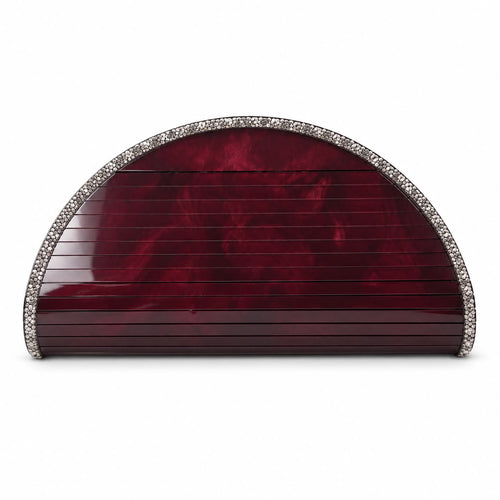 Half Oval Wine Clutch with Swarovski Crystals