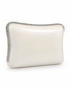 Pearl White Contour Box Clutch with Swarovski Crystals