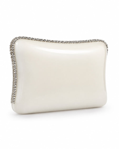 Pearl White Contour Box Clutch with Swarovski Crystals