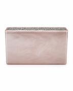 Pearlised Nude Box Clutch with Swarovski Crystals on Top
