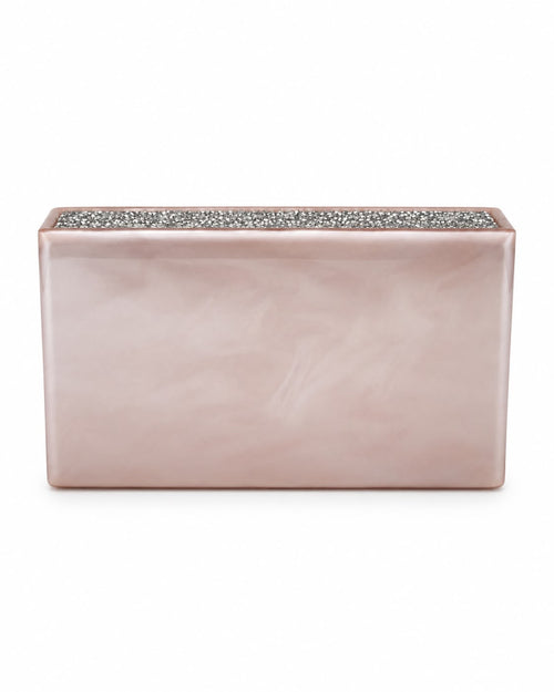Pearlised Nude Box Clutch with Swarovski Crystals on Top