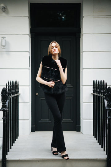 Faux Fur Embellished Gilet in Black