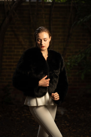 Faux Fur Winter Jacket in Black