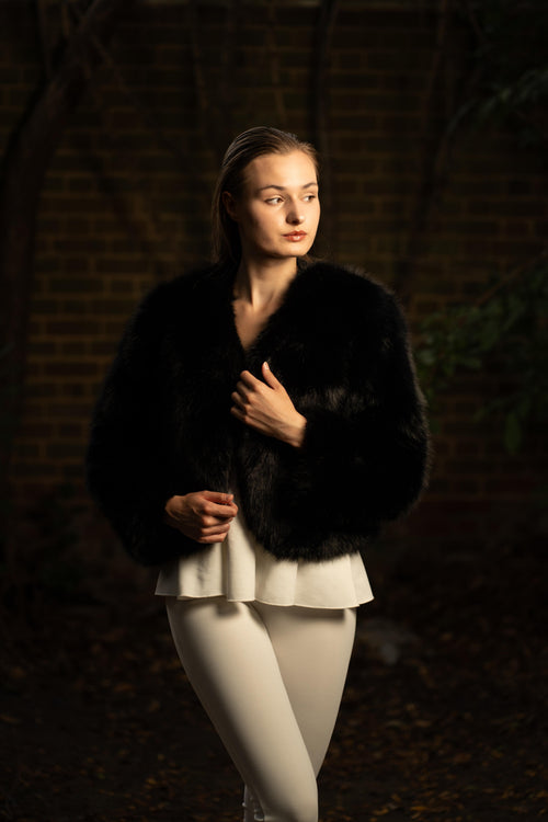 Faux Fur Winter Jacket in Black