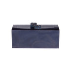 Navy Blue Box Clutch with Swarovski Crystal Clasps