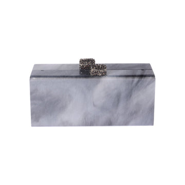 Grey Cloud Box Clutch with Swarovski Crystal Clasps