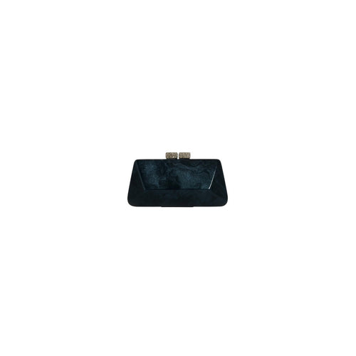 Blue-Black Marble Rectangular Sling and Clutch with Crystal Embellished Clasps